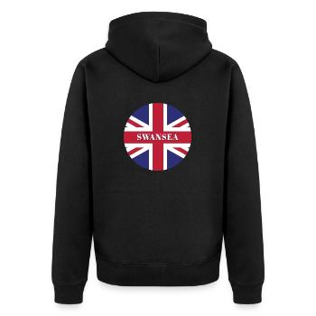 Swansea - Unisex Premium Bio Zip Hoodie - Schwarz - Hinten - Nico (187cm)