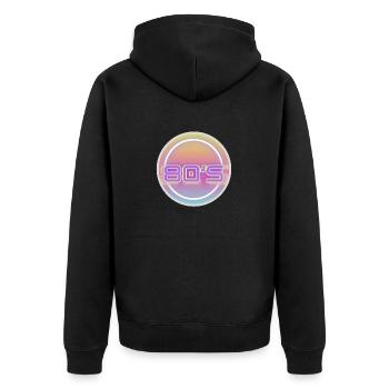 80s - Unisex Premium Bio Zip Hoodie - Schwarz - Hinten - Nico (187cm)