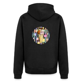 Eis - Unisex Premium Bio Zip Hoodie - Schwarz - Hinten - Nico (187cm)