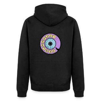 bunte Wählscheibe Vintage Retro Telefon Nostalgie - Unisex Premium Bio Zip Hoodie - Schwarz - Hinten - Nico (187cm)