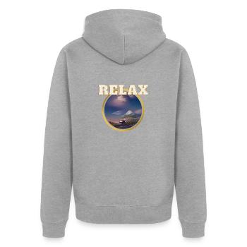 Entspannende Landschaft - Unisex Premium Bio Zip Hoodie - Grau meliert - Hinten - Nico (187cm)