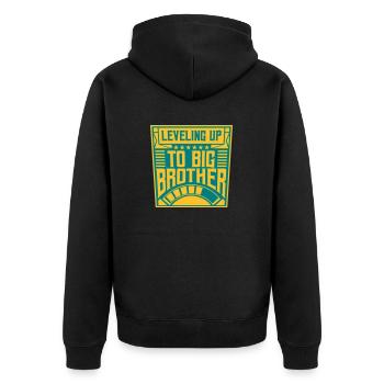 Leveling up big brother - Unisex Premium Bio Zip Hoodie - Schwarz - Hinten - Nico (187cm)
