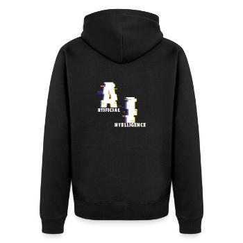 Künstliche Intelligenz - Unisex Premium Bio Zip Hoodie - Schwarz - Hinten - Nico (187cm)