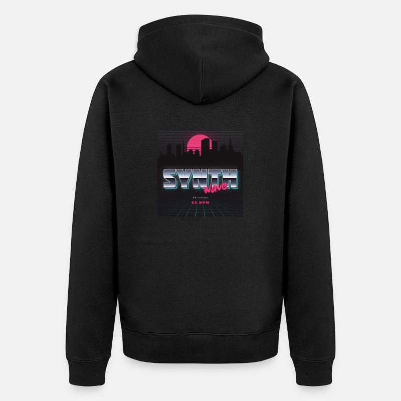 Synthwave - Unisex Premium Bio Zip Hoodie - Schwarz