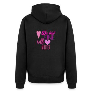 Du bist eine tolle mutter - Unisex Premium Bio Zip Hoodie - Schwarz - Hinten - Nico (187cm)