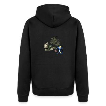 unwichtiger Wichtel - Unisex Premium Bio Zip Hoodie - Schwarz - Hinten - Nico (187cm)
