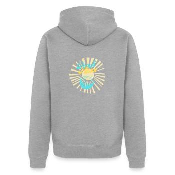 Logo de la plage - Veste à capuche bio Premium Unisexe - gris chiné - Dos - Nico (187cm)