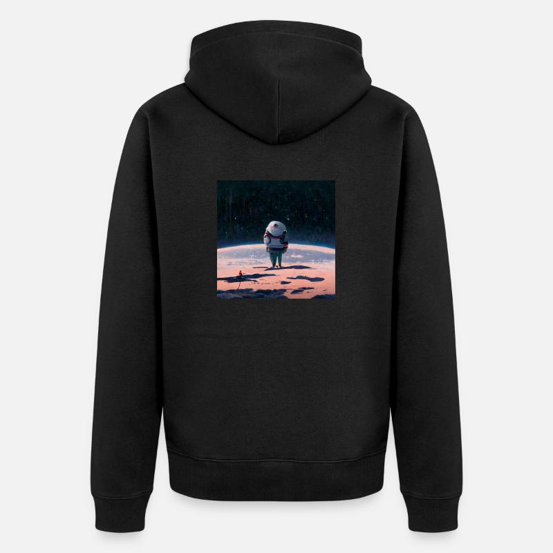 lonely astronaut in space - Unisex Premium Bio Zip Hoodie - Schwarz