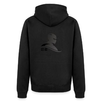 Ninja - Unisex Premium Bio Zip Hoodie - Schwarz - Hinten - Nico (187cm)