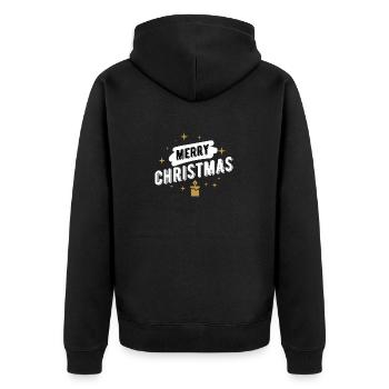 Merry christmas - Unisex Premium Bio Zip Hoodie - Schwarz - Hinten - Nico (187cm)