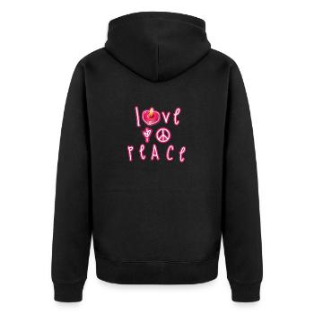 SGN 06 25 2022 1656163867079LOVE & PEACE - Unisex Premium Bio Zip Hoodie - Schwarz - Hinten - Nico (187cm)