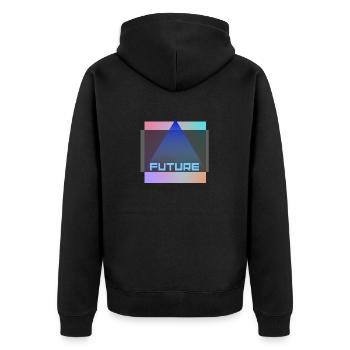 future - Unisex Premium Bio Zip Hoodie - Schwarz - Hinten - Nico (187cm)