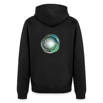cyber mandala - Unisex Premium Bio Zip Hoodie - Schwarz - Hinten - Nico (187cm)