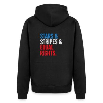 Stars & Stripes & Equal Rights - Unisex Premium Bio Zip Hoodie - Schwarz - Hinten - Nico (187cm)