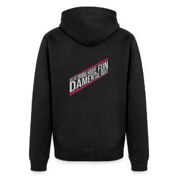 wanna have fundamental rights - Unisex Premium Organic Zip Hoodie - black - Back - Nico (187cm)