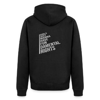 wanna have fundamental rights - Unisex Premium Organic Zip Hoodie - black - Back - Nico (187cm)