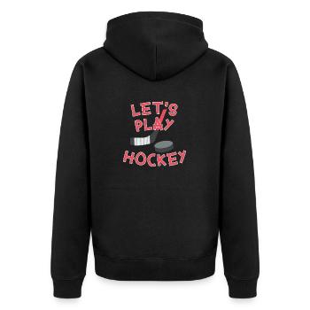 Let's play Hockey Original gift idea Let's play - Unisex Premium Organic Zip Hoodie - black - Back - Nico (187cm)