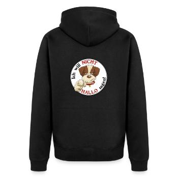 Hallo1 1 - Unisex Premium Bio Zip Hoodie - Schwarz - Hinten - Nico (187cm)