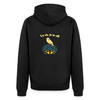 La vie je la vie 1 - Veste à capuche bio Premium Unisexe - noir - Dos - Nico (187cm)
