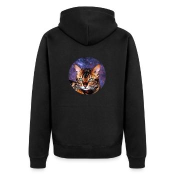 Bengal 2 - Unisex Premium Bio Zip Hoodie - Schwarz - Hinten - Nico (187cm)