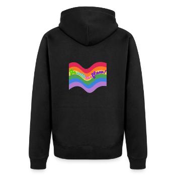 go with the flow ! - Unisex Premium Bio Zip Hoodie - Schwarz - Hinten - Nico (187cm)