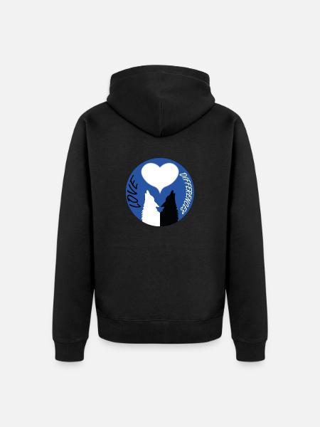 Love differences - Unisex Premium Organic Zip Hoodie - black