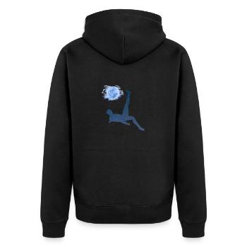Fussball Liebe zum Mond und zurück - Unisex Premium Bio Zip Hoodie - Schwarz - Hinten - Nico (187cm)
