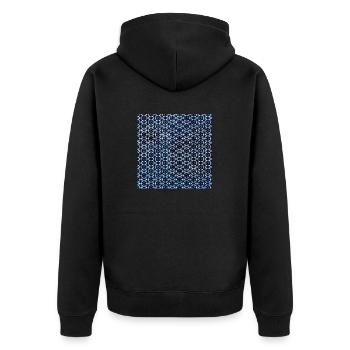 Silver Dark Blue Tie Dye Textile Pattern - Unisex Premium Organic Zip Hoodie - black - Back - Nico (187cm)