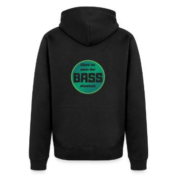 Glück ist wenn der bass einsetzt ! - Unisex Premium Bio Zip Hoodie - Schwarz - Hinten - Nico (187cm)