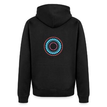 Einfaches Mandala-Designmuster - Unisex Premium Bio Zip Hoodie - Schwarz - Hinten - Nico (187cm)