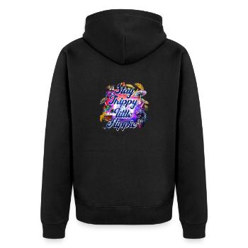 Stay Thippy little Hippie - Unisex Premium Bio Zip Hoodie - Schwarz - Hinten - Nico (187cm)