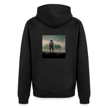 Lonely Voyager 003 - Unisex Premium Bio Zip Hoodie - Schwarz - Hinten - Nico (187cm)