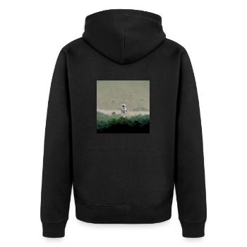 Lonely Voyager 010 - Unisex Premium Bio Zip Hoodie - Schwarz - Hinten - Nico (187cm)