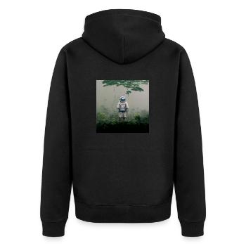 Lonely Voyager 017 - Unisex Premium Bio Zip Hoodie - Schwarz - Hinten - Nico (187cm)