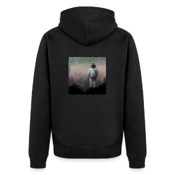 Lonely Voyager 024 - Unisex Premium Bio Zip Hoodie - Schwarz - Hinten - Nico (187cm)