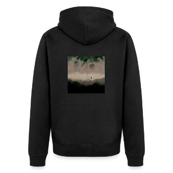 Lonely Voyager 021 - Unisex Premium Bio Zip Hoodie - Schwarz - Hinten - Nico (187cm)