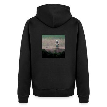 Lonely Voyager 027 - Unisex Premium Bio Zip Hoodie - Schwarz - Hinten - Nico (187cm)