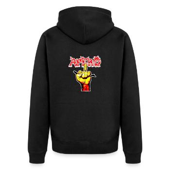 APERO HAUPT - Unisex Premium Bio Zip Hoodie - Schwarz - Hinten - Nico (187cm)
