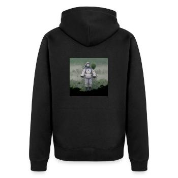 Lonely Voyager 037 - Unisex Premium Bio Zip Hoodie - Schwarz - Hinten - Nico (187cm)