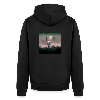 Lonely Voyager 047 - Unisex Premium Bio Zip Hoodie - Schwarz - Hinten - Nico (187cm)