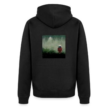 Lonely Voyager 068 - Unisex Premium Bio Zip Hoodie - Schwarz - Hinten - Nico (187cm)