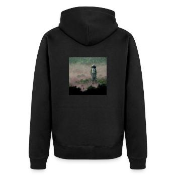 Lonely Voyager 031 - Unisex Premium Bio Zip Hoodie - Schwarz - Hinten - Nico (187cm)