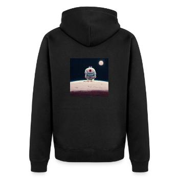 Lonely Voyager 070 - Unisex Premium Bio Zip Hoodie - Schwarz - Hinten - Nico (187cm)