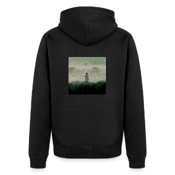 Lonely Voyager 076 - Unisex Premium Bio Zip Hoodie - Schwarz - Hinten - Nico (187cm)