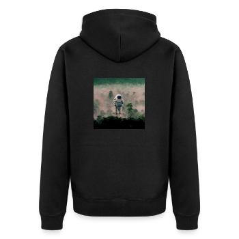 Lonely Voyager 058 - Unisex Premium Bio Zip Hoodie - Schwarz - Hinten - Nico (187cm)