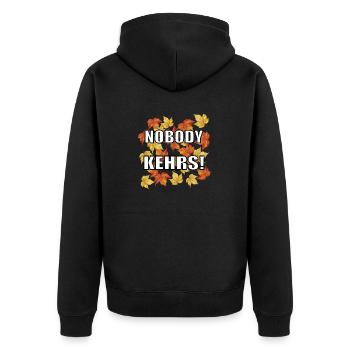 Herbst Spruch "Nobody Kehrs!" lustiges Design - Unisex Premium Bio Zip Hoodie - Schwarz - Hinten - Nico (187cm)