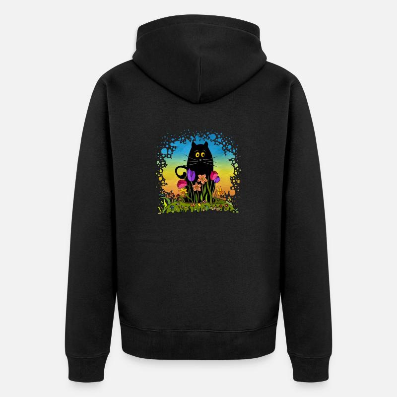 Katze - Unisex Premium Bio Zip Hoodie - Schwarz
