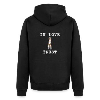 IN LOVE WE TRUST : LOVE - LGBT - LGBTQI - GAY - Veste à capuche bio Premium Unisexe - noir - Dos - Nico (187cm)