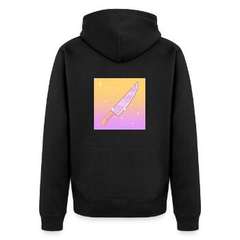 Töte w Kindness Knife - Unisex Premium Bio Zip Hoodie - Schwarz - Hinten - Nico (187cm)
