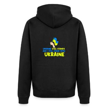 je suis encore soutiens Ukraine - Veste à capuche bio Premium Unisexe - noir - Dos - Nico (187cm)